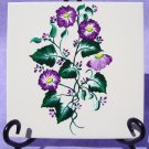 Painted Ceramic Trivet with Purple Folwers