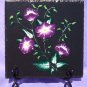 Black Trivet With Painted Flowers