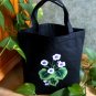 Black Tote Bag with Painted Violets