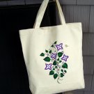 Tote Bag with Butterfly Charm and Purple Flowers