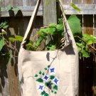 Hand Painted Hobo Bag With Blue and White Flowers