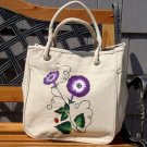 Tote Bag with Purple Flowers and Ladybug Charm