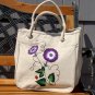 Tote Bag with Purple Flowers and Ladybug Charm