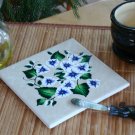 Ceramic Trivet With Blue and White Flowers