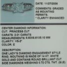 2.73ct VS2 Princess Diamond Engagement Ring