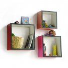 TRI-WS123-SQU [Sweet Sixteen] Square Leather Wall Shelf / Bookshelf / Floating Shelf (Set of 3)