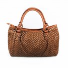 FB-SM9050-TAN[Beauty Daisy] Tan Double Handle Leatherette Fashion Satchel Bag Handbag Purse