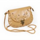 FB-SY0018-KHAKI[Lovely Floral] Princess Leatherette Retro Handbag Shoulder Bag Satchel Bag Purse