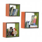 TRI-WS172-SQU [Pastoral Life] Square Leather Wall Shelf / Bookshelf / Floating Shelf (Set of 3)