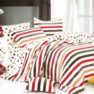 CFRS(MF73-4/CFR01-4) [Rainbow Dots & Stripe] Luxury 5PC Comforter Set Combo 300GSM (King Size)