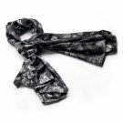 BRA-SCA01024-S Brando Black Flower and Paisley Noble Decent Soft Natural Silk Scarf(Small)