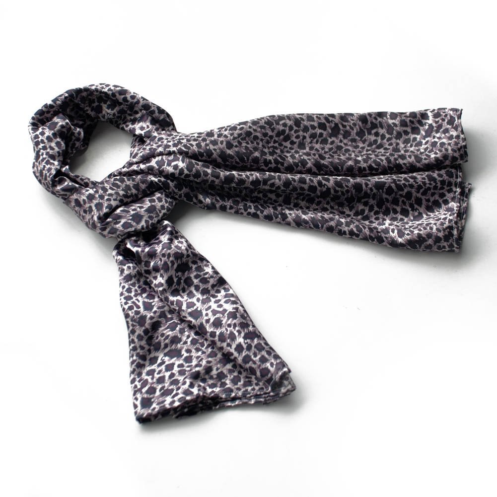 BRA-SCA01033-S Brando Burgundy Elegant Stylish Leopard Design Natural Silk Scarf(Small)