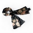 BRA-SCA01054-S Brando Black Flowers Floral Patterns Exquisitely comfy Silk Scarf(Small)