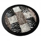 ONITIVA-RUG01050-CIR [Zebra-Stripe & Leopard] Patchwork Rugs (35.4 by 35.4 inches)