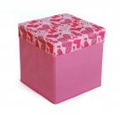 SB-N62-SQU[Love Heart - Pink] Square Foldable Storage Ottoman / Storage Boxes / Storage Seat