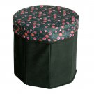 SB-N119-CIR[Bubble - Black] Round Foldable Storage Ottoman / Storage Boxes / Storage Seat