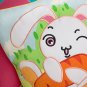ONITIVA-DP006 [Bunny & Carrot] Embroidered Applique Pillow Cushion  (19.7 by 19.7 inches)