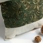ONITIVA-DP018 [Exquisite Emerald] Linen Patchwork Pillow Cushion (19.7 by 19.7 inches)