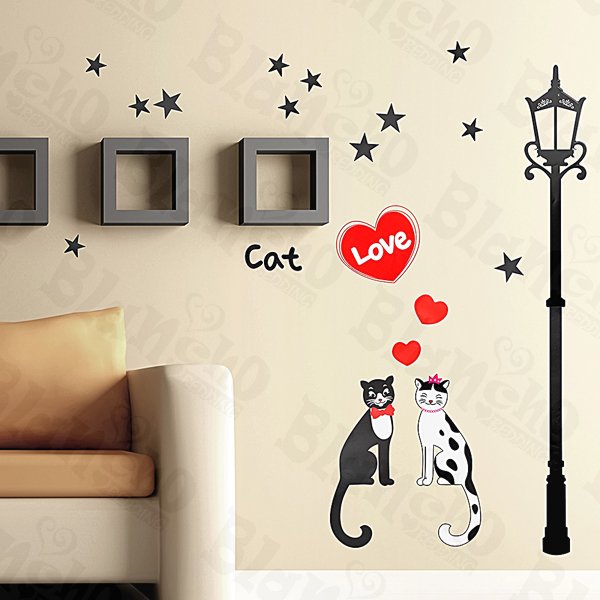HEMU-HL-952 Cat Love - Wall Decals Stickers Appliques Home Decor
