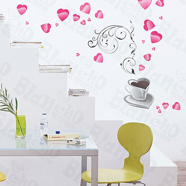 HEMU-XS-057 Coffee Love - Large Wall Decals Stickers Appliques Home Decor