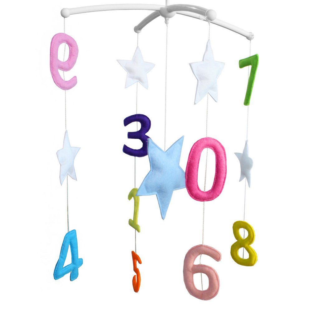 BC-BAB-ONIM0101-ELSA-CELI Unisex Baby Crib Toy Crib Stroller Rotatable Musical Mobile [Colorful Numb