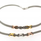 Matching Metal Rope Necklace and Bracelet w/ Multicolored Xs