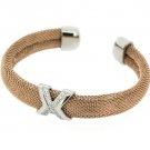 Gold Color Metal Bracelet With Rhinestone X