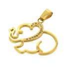 Gold Color Elephant Shaped Pendant w/ Rhinestones