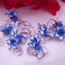 Wholesale Jewelry Lot Of 3 Handmade Blue Polymer Clay Flower Crystal Earrings