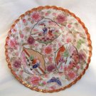 Japanese porcelain dish, Geisha, Flowers, Butterflies, polychrome, gilt, fluted