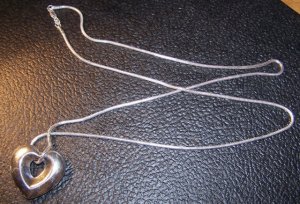 Jens Johs. Aagard, Denmark (JAa) sterling silver 30" necklace, heart pendant