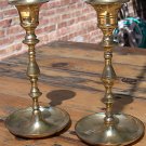 China, Pair of Brass Candle Holders, early 20th Century, Export Ware 7" x 3 1/2"