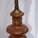 vintage, turned cherry wood and brass, 27" table lamp, distressed, no shade