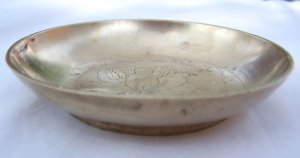 China, 3 3/8" diameter brass dish, export ware, early 20th century, marked