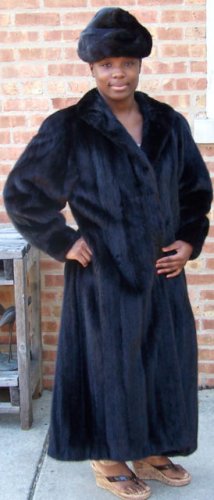 Full length mink fur coat, Wrubel & Kozin w/ hat nice, 1/4 appraised value
