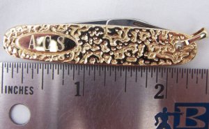Imperial Knife Prov. R.I, Anson, Inc, engraved gold fob knife, 1956-1988