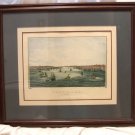 1870 hand colored city view, etching NEW YORK FROM BROOKLYN, Williams, French