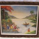 Gabriel Leroy painting, LE FLEUVE de L'ARTIBONITE en HAITI, Haitian primitive