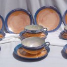 16 pieces vintage Lusterware, cups, saucers, plates, Meito, Hand Painted, Japan