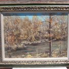36 x 28 Wooded Stream scene, Oil on Board, signed Lawrence Masek 1967, framed