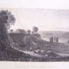 HALL I' TH' WOOD NEAR BOLTON ,1845 original engraving, Wm. Linton, T. Higham