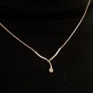 ESTATE: vintage sterling,.925,  Wishbone necklace with stone, 16", 5.2g, Italy