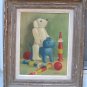 French Folk Art Oil on Canvas Painting, 1940s, Paris, Signed, Framed