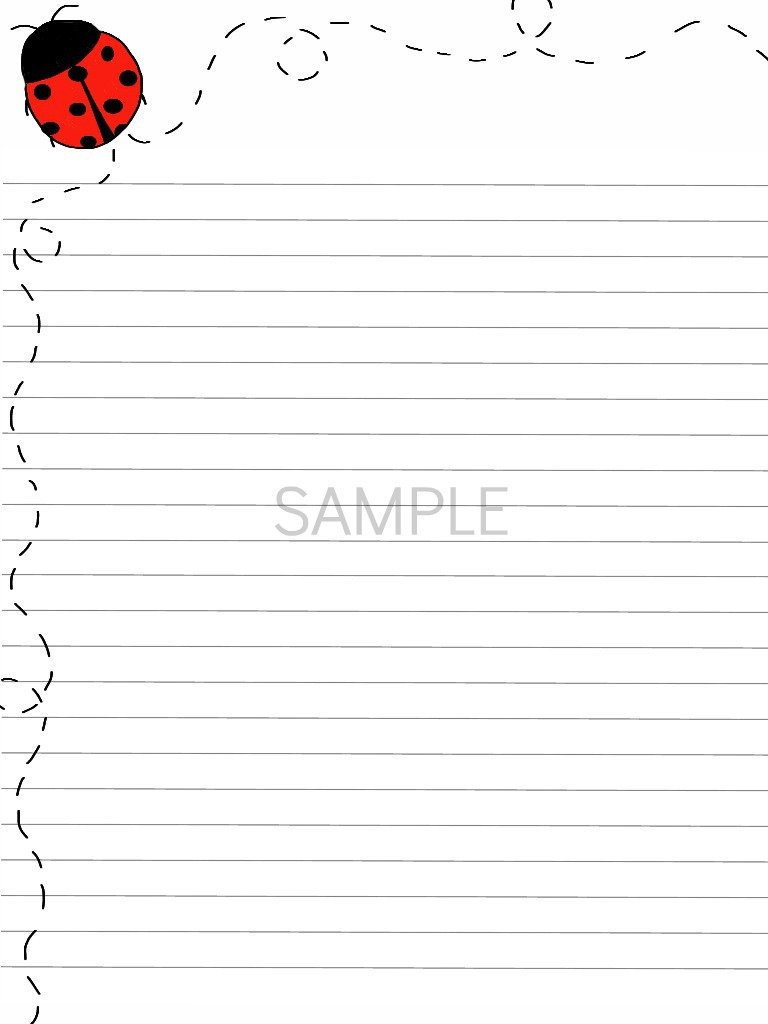 Big Ladybug Stationery Paper Pack ~ Pack of Ten 8