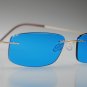 Hingeless Rimless Titanium sunglass B-148 Gold frame with Blue lens