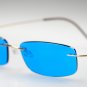 Hingeless Rimless Titanium sunglass B-148 Gold frame with Blue lens