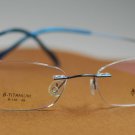 Hingeless Rimless Titanium Eye Glasses B-136 Blue Eyewear
