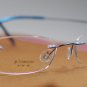 Hingeless Rimless Titanium Eye Glasses B-136 Blue Eyewear