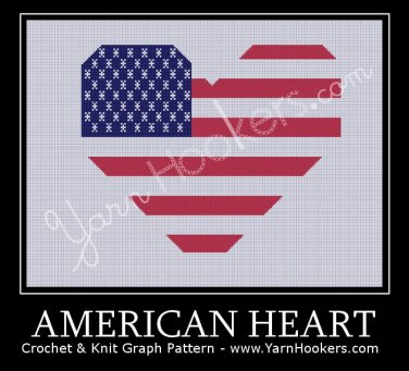 American Heart National Flag - Afghan Crochet Graph Pattern Chart
