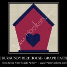 Burgundy Birdhouse - Afghan Crochet Graph Pattern Chart